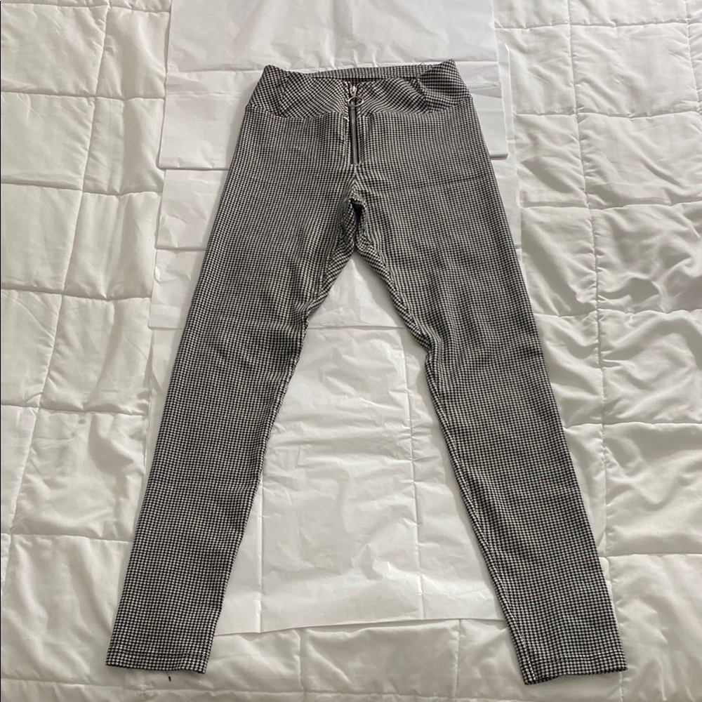 Women's Black and White Checkered Pants